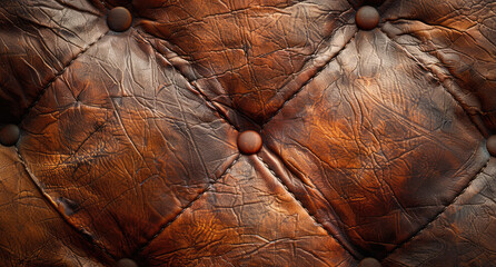 Genuine Luxury Brown Leather Upholstery Background generated wit hai.
 - obrazy, fototapety, plakaty