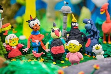 Obraz na płótnie Canvas plasticine characters from a famous childrens show