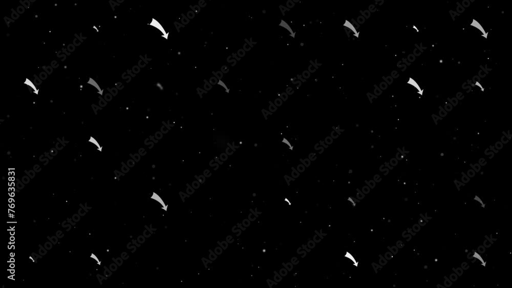 Poster template animation of evenly spaced down arrows of different sizes and opacity. animation of transpa