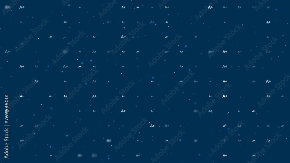 Poster template animation of evenly spaced a plus symbols of different sizes and opacity. animation of tran