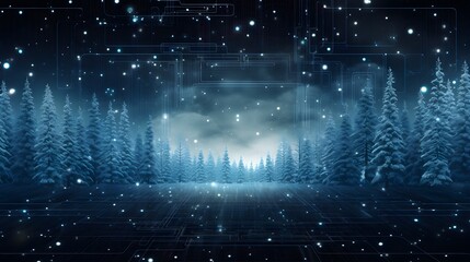 Cyber winter background, copy space for text