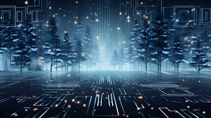 Cyber winter background, copy space for text
