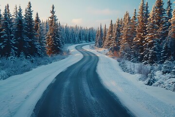 Fototapeta premium Snowy Forest Road