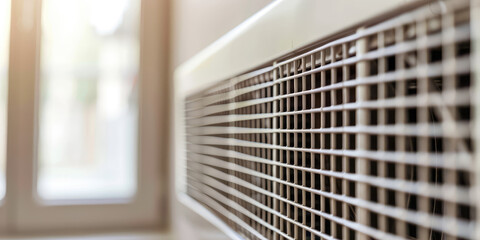 Modern Wall Ventilation Grille. Close-up of a wall-mounted air vent.