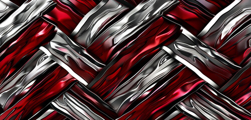 Modern burgundy and silver zigzag rectangles in vivid shades, achieving a sophisticated balance.
