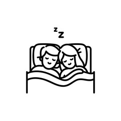 couple at bed. Sleeping time vector illustration on white background