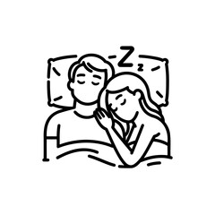 couple at bed. Sleeping time vector illustration on white background