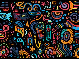 a colorful art on a black background