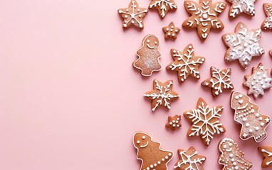 Christmas Cheer in Sweet Treats, Gingerbread Cookie Display,Gingerbread Cookie Delight, Christmas Presentation, Copy Space, Generative Ai