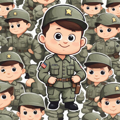 Cute Army Cartoon Logo Design Very Cool