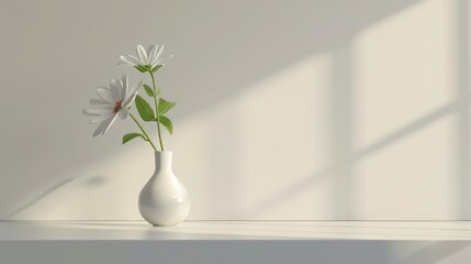 Flower in a vase on clean table, with copy space