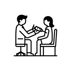 A doctor giving a vaccine to a patient, vector illustration on white background