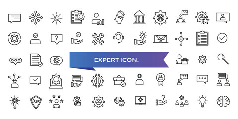 Expert icon collection. competence, expertise, knowledge, skill, specialist, experience and more. Line vector icons set.