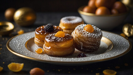 Professional sweet and food photography, natural lighting,cinematic