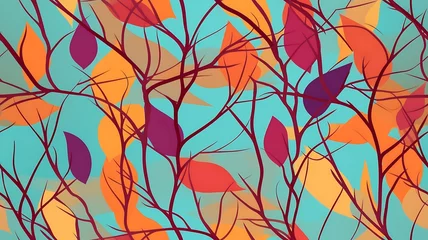 Fototapete Rund Twigs: Seamless Texture with Vibrant Colors       © Huzaifa