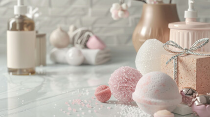 Luxurious Bath Salts and Bath Bombs in Elegant Packaging