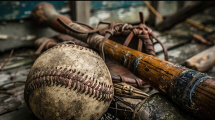 Baseball equipment, Dirty and Vintage