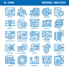 Business Analytics line icons set vector illustration