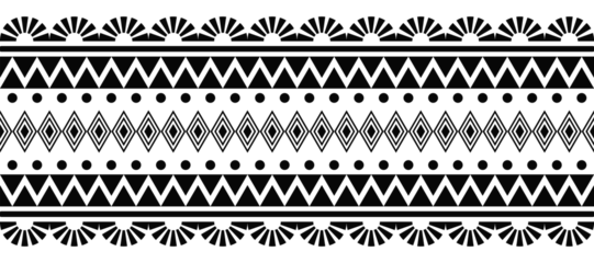 Fotobehang Ethnic border ornament vector illustration. Geometric ethnic oriental seamless pattern. Native American Mexican African Indian tribal style. Design border, textile, fabric, clothing, carpet, batik. © PARINYAS