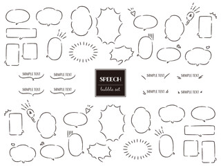 シンプルでおしゃれな手描きの吹き出しセット