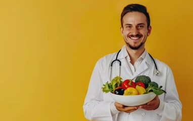 Championing Nutrition and Health, A Doctor's Focused Efforts,Promoting Nutrition for Better Health, Copy Space, Generative Ai