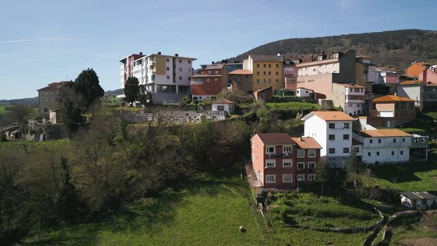 Aerial view of Tineo in Asturias Spain