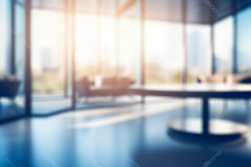 Gorgeous Blurred Backdrop: Contemporary Office Interior with Panoramic Windows and Elegant Lighting