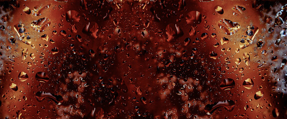 Ice cold glass fresh cola drink covered with water drops condensation Cold drink Drops of water...