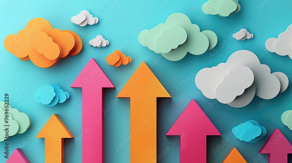 Poster colorful photo depicts the scalable growth and expansion of digital computing and cloud technology s