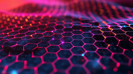 Fototapeta premium Futuristic Digital Network Connectivity on Hexagonal Grid