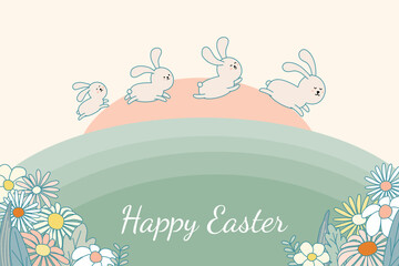 Cute Rabbits in Spring Flower Field | Adorable Bunny Background Image