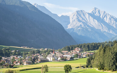 Fototapeta na wymiar Panoramic view of idyllic Dolomites mountain, South Tyrol, Italy