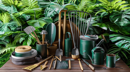 Neatly Arranged Organic Gardening Tools