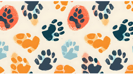 seamless pattern design of puppy paw prints