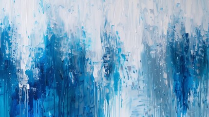 blue and white abstract acrylic painting on canvas - obrazy, fototapety, plakaty