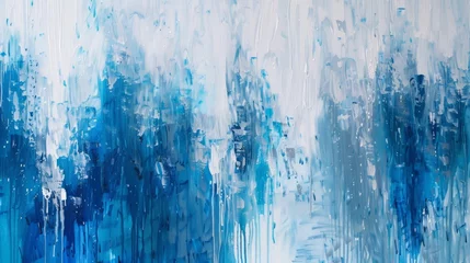 Fotobehang blue and white abstract acrylic painting on canvas © Emil