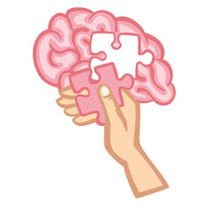 Banner missing piece brain mosaic vector illustration