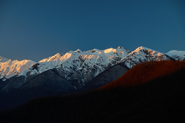 Evening Glow on Rugged Mountain Tops - 769662610