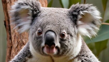 A Koala With Its Ears Twitching As It Listens For