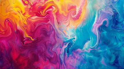 Colorful abstract painting background. Liquid marbling paint background. Fluid painting abstract texture. Intensive colorful mix of acrylic vibrant colors - obrazy, fototapety, plakaty