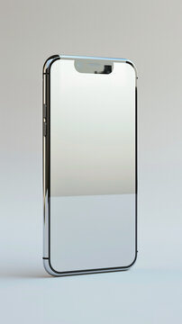 iPhone mock-up with a white/grey background. AI Generated