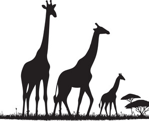 Fototapeta na wymiar Giraffe Silhouettes EPS Giraffe Vector Giraffe Clipart
