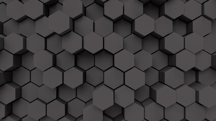 3D render illustration hexagon background texture Dark abstrakt background with heagonal pattern