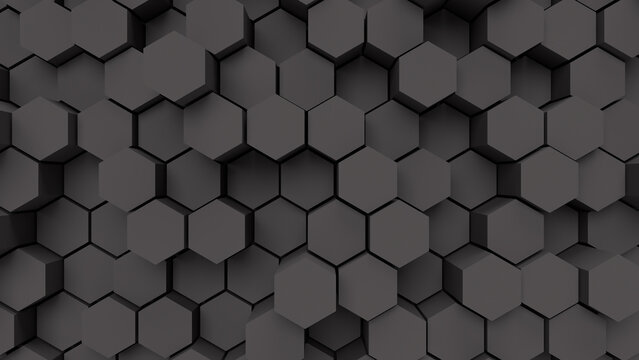 3D render illustration hexagon background texture Dark abstrakt background with heagonal pattern