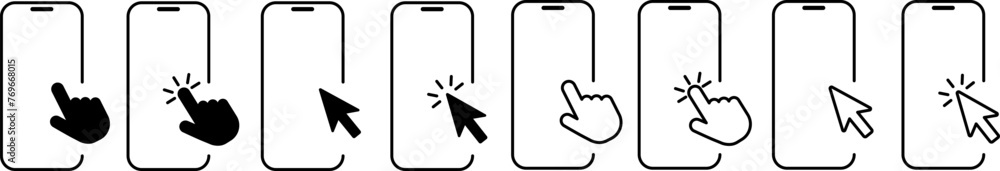 Aufkleber touch screen icons on transparent background. click on the smartphone icon. vector illustration eps 