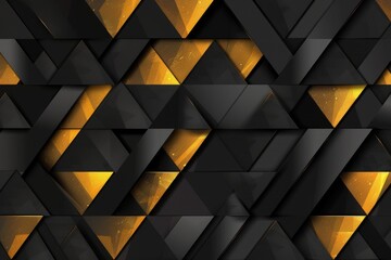 Obraz premium Abstract geometric background with triangles in black and golden colors