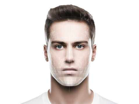 a man with a grid on his face