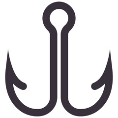 Double fishing hook vector cartoon illustration isolated on a white background.