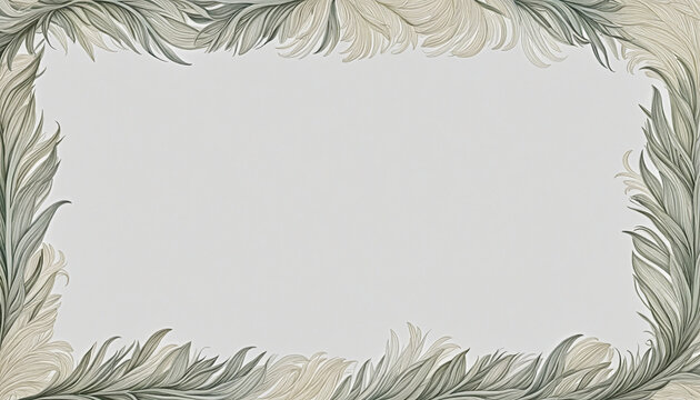 soft feather details forming a frame border, copyspace,   colorful background