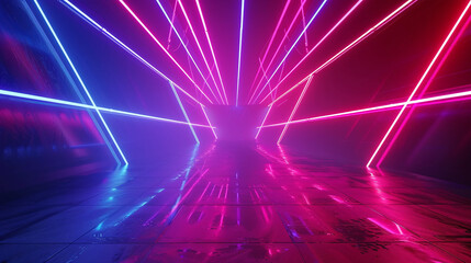 Futuristic Neon Lights in a Dark Corridor
